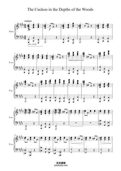 “The Cuckoo in the Depths of the Woods”钢琴谱-Camille Saint-Saëns (1835-1921)-免费下载-天天钢琴