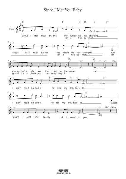 “Since I Met You Baby”钢琴谱-Ivory Joe Hunter-免费下载-天天钢琴