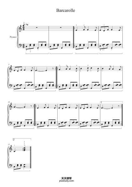 “Barcarolle”钢琴谱-J. Offenbach-免费下载-天天钢琴