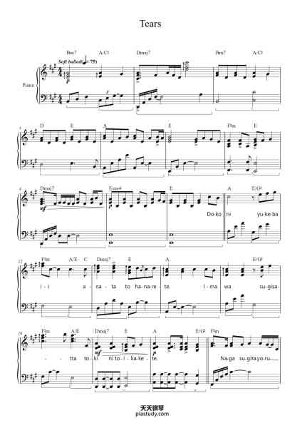 “Tears”钢琴谱-Yoshiki-免费下载-天天钢琴