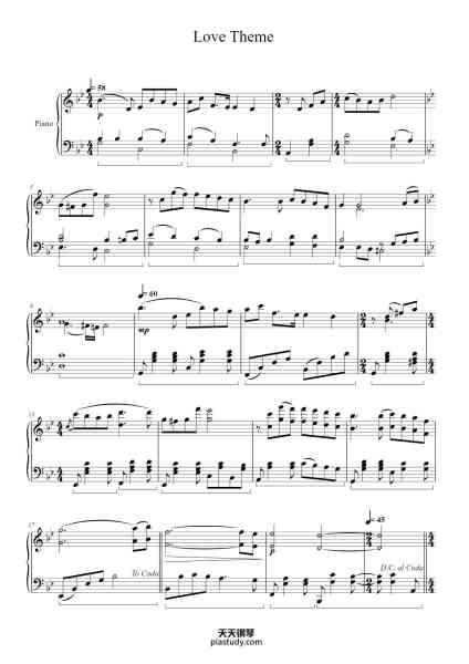 “Love Theme from Cinema Paradiso”钢琴谱-Ennio Morricone-免费下载-天天钢琴