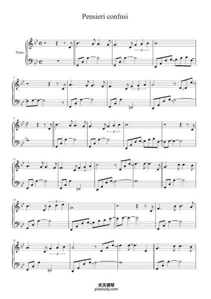 “Pensieri confusi”钢琴谱-Compositore: Fabrizio Paterlini-免费下载-天天钢琴