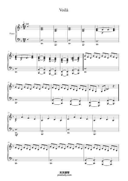 “Voilà”钢琴谱-Barbara Pravi (simplified by Gladimar Martinez)-免费下载-天天钢琴