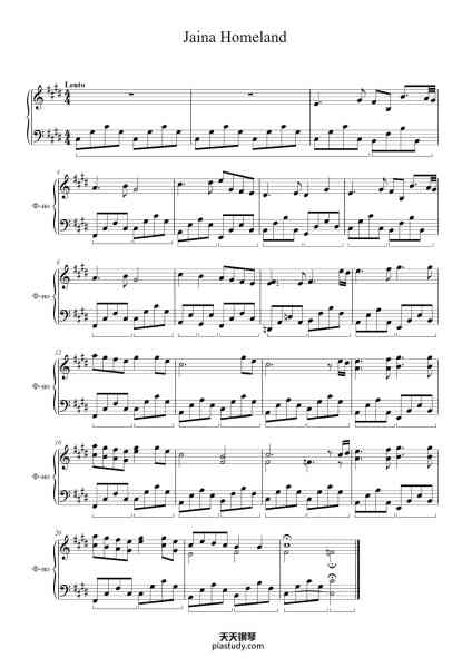 “Jaina Homeland”钢琴谱-Doymos Stuartbar-免费下载-天天钢琴
