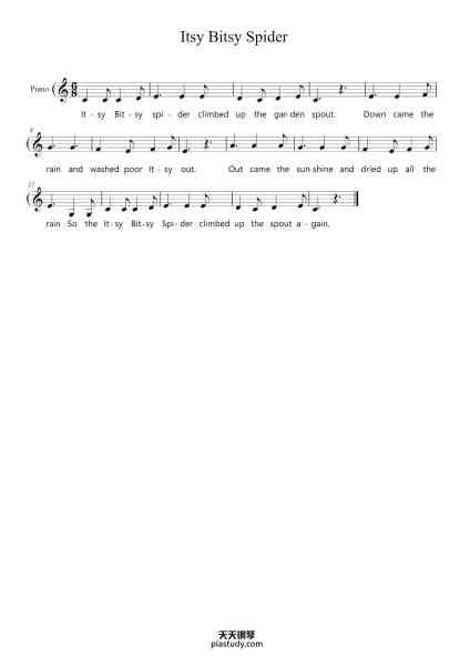 “Itsy Bitsy Spider”钢琴谱-Misc Children-免费下载-天天钢琴