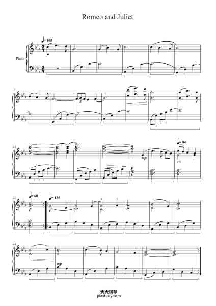 “Romeo and Juliet”钢琴谱-Nino Rota-免费下载-天天钢琴