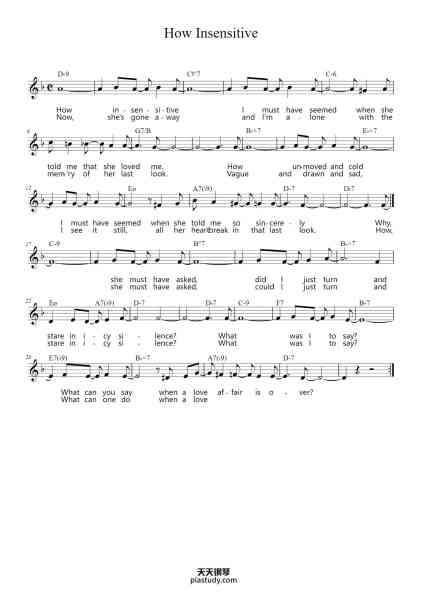 “How Insensitive”钢琴谱-Antonio Carlos Jobim-免费下载-天天钢琴