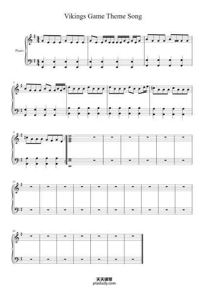 “Vikings Game Theme Song”钢琴谱-Misc Computer Games-免费下载-天天钢琴