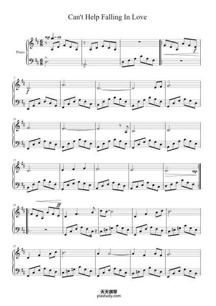 “Can't Help Falling In Love”钢琴谱-Elvis Presley-免费下载-天天钢琴