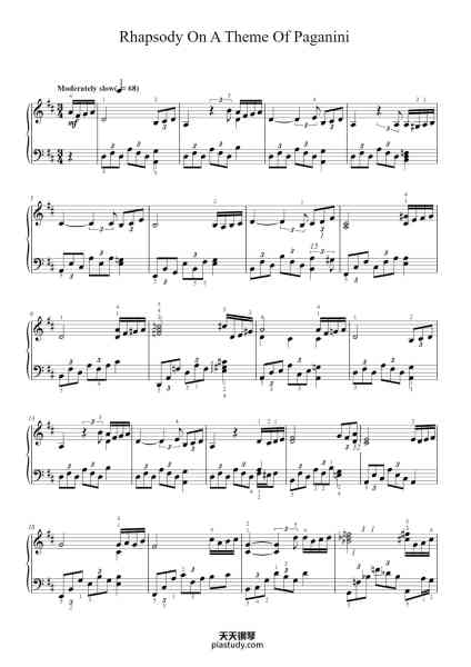 “Rhapsody on a Theme of Paganini, Op. 43: Variation XVIII”钢琴谱-By Sergei Rachmaninoff-免费下载-天天钢琴