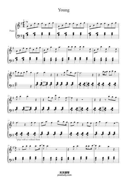 “Young”钢琴谱-arr. by ThePianoKid  -免费下载-天天钢琴