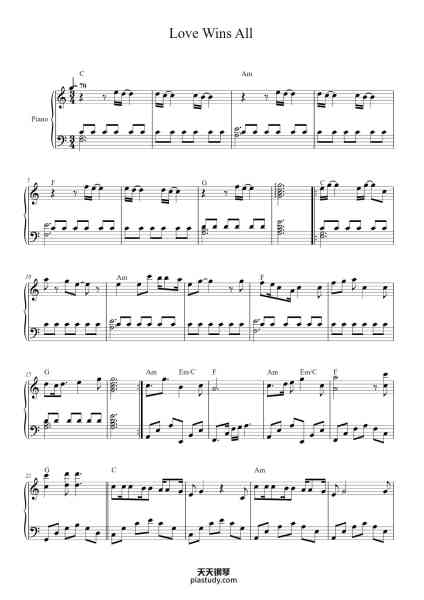 “Love Wins All”钢琴谱-Composed by : IU
Transcribe by : C3MX-免费下载-天天钢琴