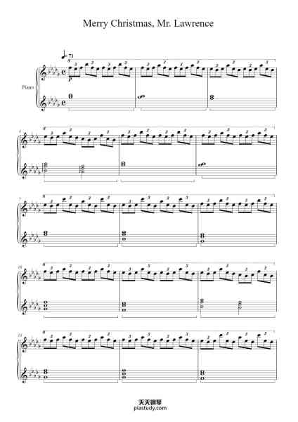 “Merry Christmas, Mr. Lawrence”钢琴谱-Ryuichi Sakamoto-免费下载-天天钢琴