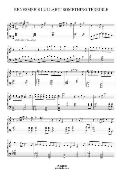 “Renesmee's Lullaby/Something Terrible”钢琴谱-Composed by
CARTER BURWELL-免费下载-天天钢琴