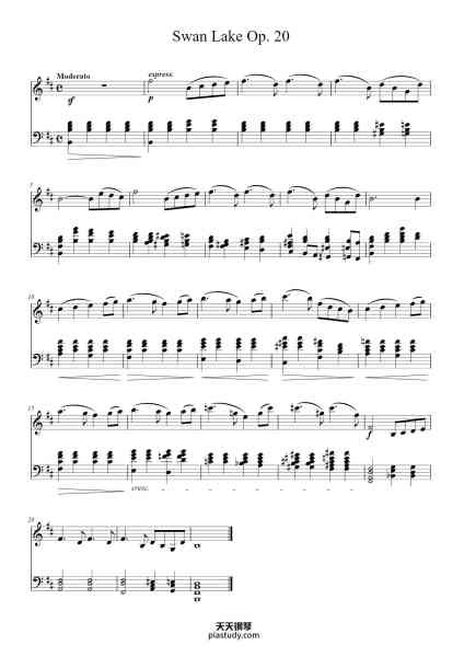 “Swan Lake, Op. 20”钢琴谱-Written by Pyotr Ilyich Tchaikovsky-免费下载-天天钢琴