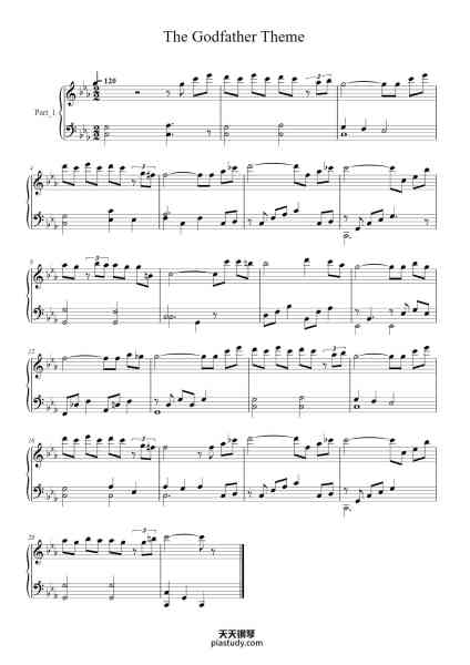 “The Godfather Theme”钢琴谱-Nino Rota-免费下载-天天钢琴