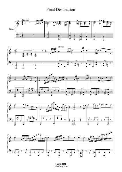 “Final Destination”钢琴谱-Hideki Sakamoto-免费下载-天天钢琴