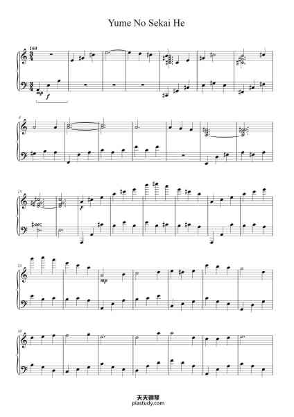 “Yume No Sekai He”钢琴谱-Composer: Sumio Shiratori
Arranged for piano: Matias Laitinen-免费下载-天天钢琴