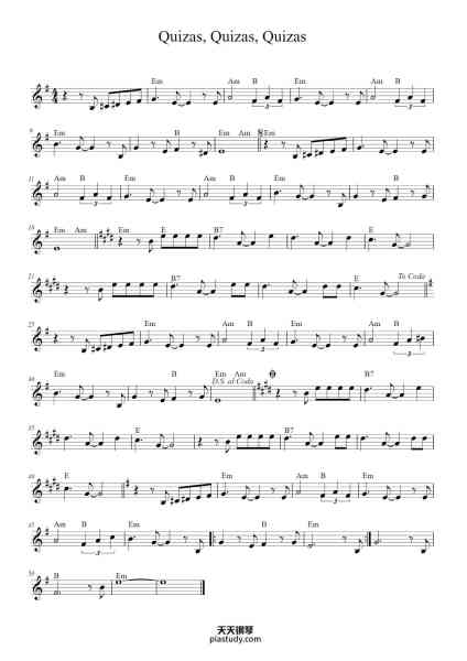 “Quizas, Quizas, Quizas”钢琴谱-Andrea Bocelli-免费下载-天天钢琴