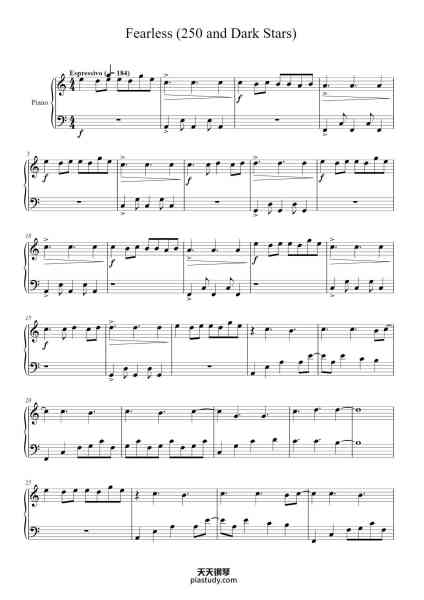 “Fearless (250 and Dark Stars)”钢琴谱-Evecooke Boydlard-免费下载-天天钢琴