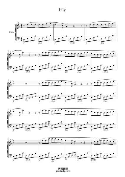 “Lily”钢琴谱-Pierre Perret-免费下载-天天钢琴