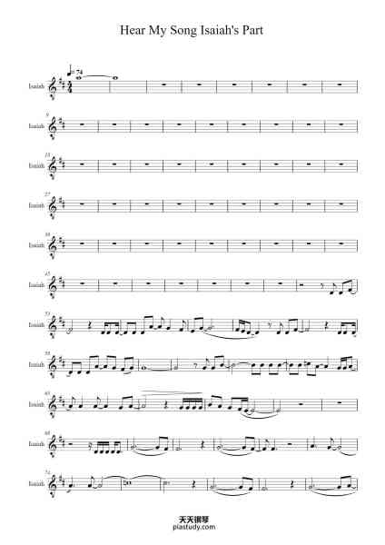 “Hear My Song Isaiah's Part”钢琴谱-Jason Robert Brown-免费下载-天天钢琴