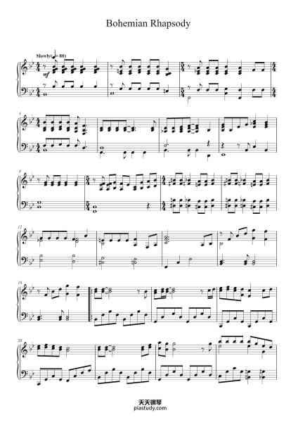 “Bohemian Rhapsody”钢琴谱-Words and Music by
FREDDIE MERCURY-免费下载-天天钢琴