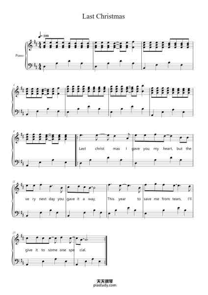 “Last Christmas”钢琴谱-George Michael-免费下载-天天钢琴