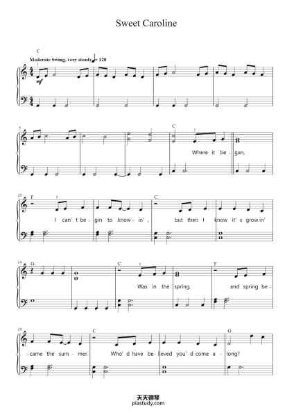 “Sweet Caroline”钢琴谱-Words and Music by
NEIL DIAMOND-免费下载-天天钢琴