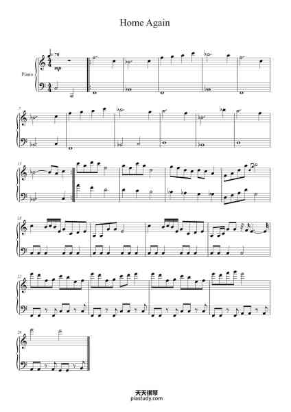 “Home Again”钢琴谱-Alec Holowka-免费下载-天天钢琴