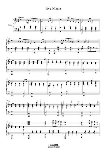 “Ave Maria - G. Caccini”钢琴谱-G.Caccini-免费下载-天天钢琴
