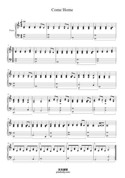 “Come Home”钢琴谱-One Republic-免费下载-天天钢琴