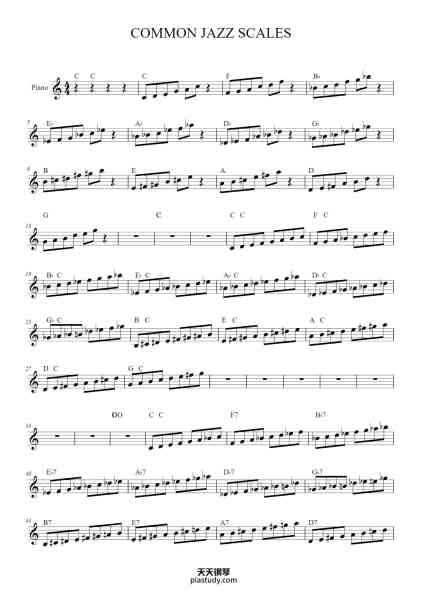 “COMMON JAZZ SCALES”钢琴谱-Broadben Forsthus-免费下载-天天钢琴