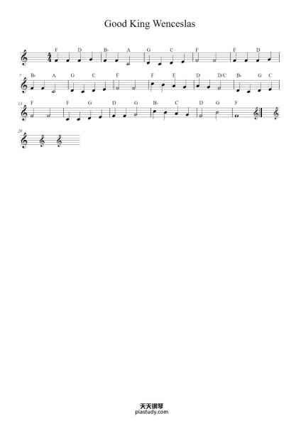 “Good King Wenceslas”钢琴谱-Piae Cantiones 1582-免费下载-天天钢琴