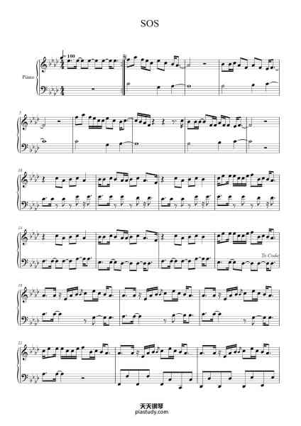 “SOS”钢琴谱-Wesley Steenbergen-免费下载-天天钢琴