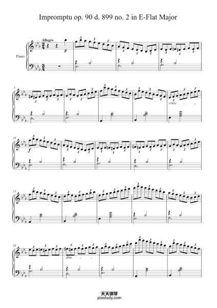 “Impromptu Op. 90, D. 899, No. 2 in E-Flat Major”钢琴谱-Franz Schubert-免费下载-天天钢琴
