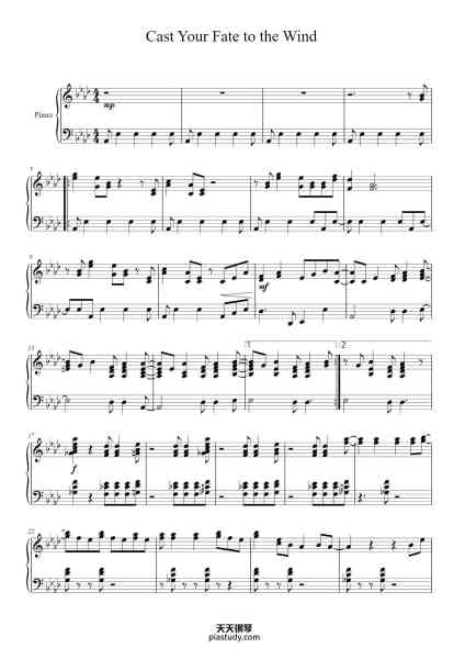 “Cast Your Fate to the Wind”钢琴谱-Vince Guaraldi-免费下载-天天钢琴