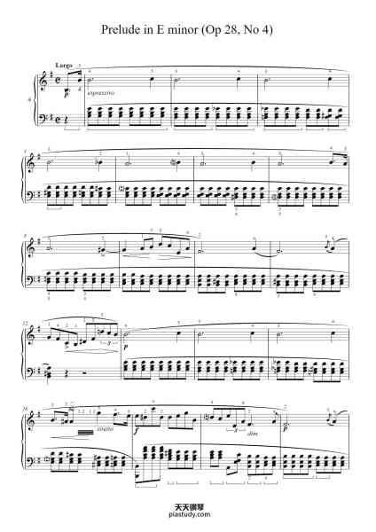 “Prelude in E Minor, Op. 28, No. 4”钢琴谱-F. Chopin. Op.28, Nº4
-免费下载-天天钢琴