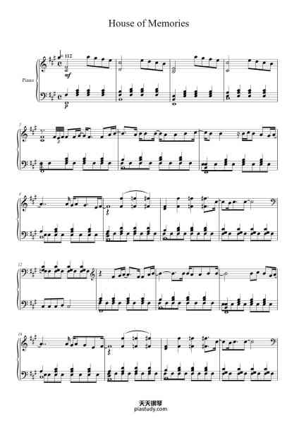 “House of Memories”钢琴谱-Panic! at the Disco Arr. Eliot Moore-免费下载-天天钢琴