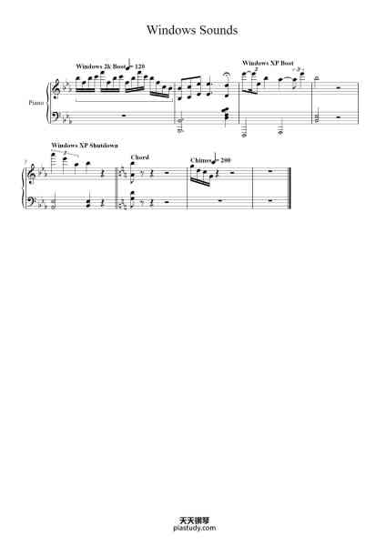 “Windows Sounds”钢琴谱-Matthew Bennett-免费下载-天天钢琴