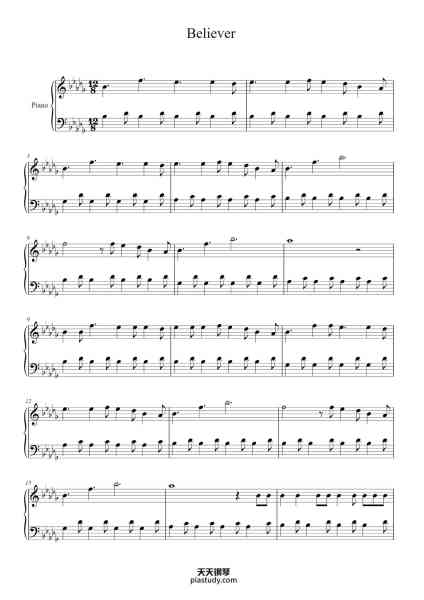 “Believer”钢琴谱-Sofia Matera-免费下载-天天钢琴