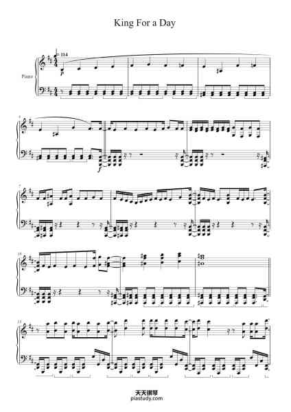 “King For a Day”钢琴谱-Pierce the Veil Arr. eliot moore-免费下载-天天钢琴
