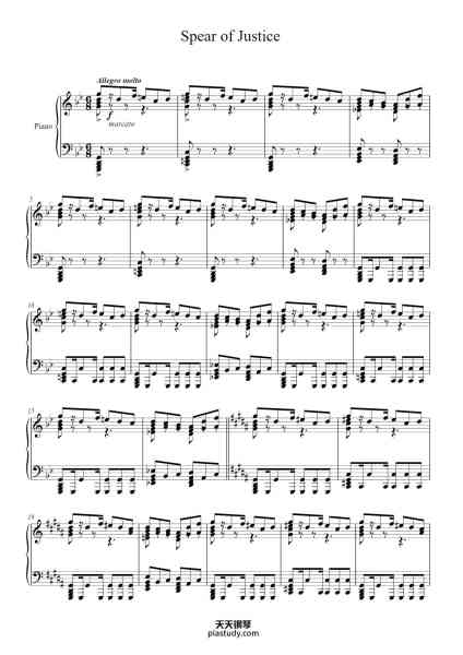 “Spear of Justice”钢琴谱-Toby Fox Arr. Benjamin Cheung-免费下载-天天钢琴