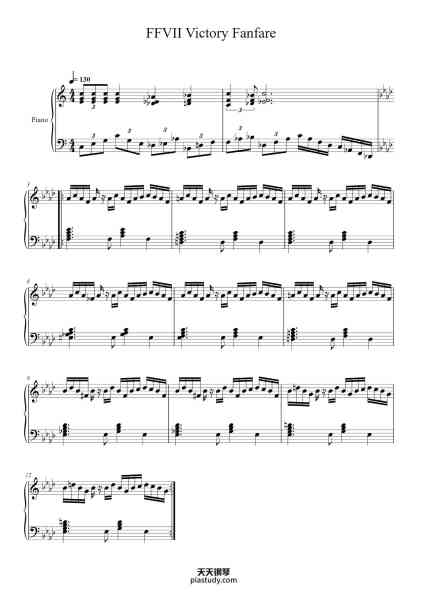 “FFVII Victory Fanfare”钢琴谱-Nobuo Uematsu-免费下载-天天钢琴