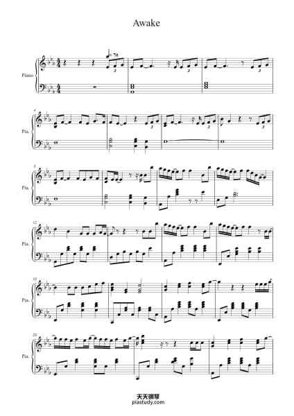 “Awake”钢琴谱-arr. Virginie Gibeau-免费下载-天天钢琴