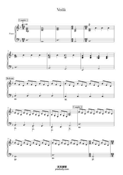 “Voilà”钢琴谱-Barbara Pravi-免费下载-天天钢琴