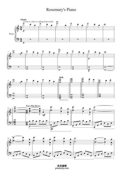 “Rosemary's Piano”钢琴谱-Arranged by R.G. Green-免费下载-天天钢琴