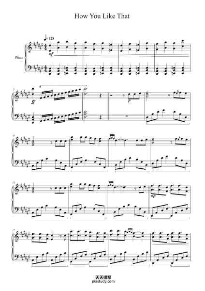 “How You Like That”钢琴谱-Arr. Moyses Santos-免费下载-天天钢琴
