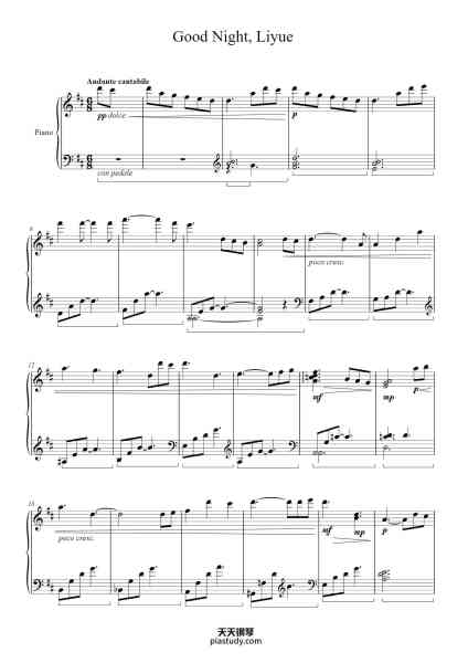 “Good Night, Liyue”钢琴谱-Yu-Peng Chen
arr. Winston Lim
-免费下载-天天钢琴