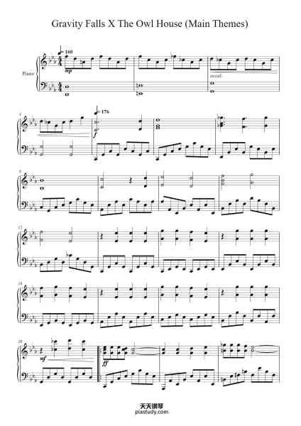 “Gravity Falls X The Owl House (Main Themes Piano Mix)”钢琴谱-Brad Breeck-免费下载-天天钢琴